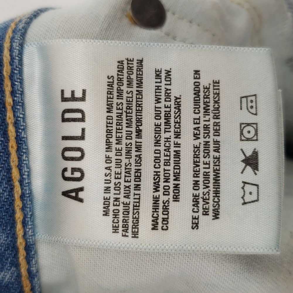 Agolde 90's Mid Rise Distressed Jeans 100% Cotton Size 27 Button Fly - Picture 13 of 13
